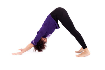 Woman performing yoga exercises