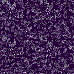 Seamless monochrome floral background