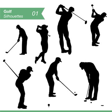 Golf Silhouettes Vector Set