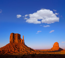 Monument Valley West Mitten and Merrick Butte sunset