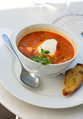 Delicious fish soup from fresh salmon