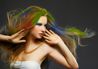 Fototapeta premium long-haired curly redhead woman