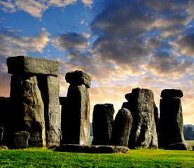 Historical monument Stonehenge in the sunset,England, UK