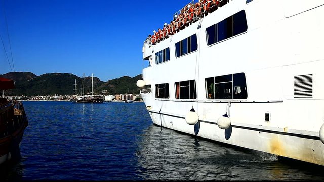 ferry boat in marmaris harbour turkey