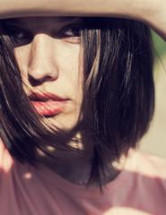 Naklejka premium portrait of a beautiful girl close-up