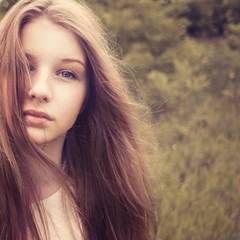 portrait of a beautiful young girl close-up