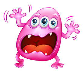 A pink monster shouting because of frustration