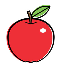 Red apple. Vector illustration.