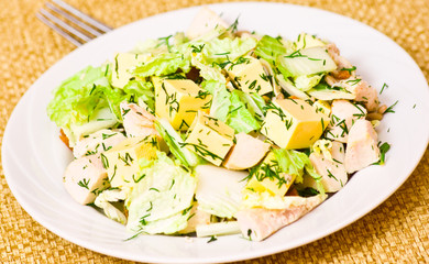 Plate with fresh caesar salad