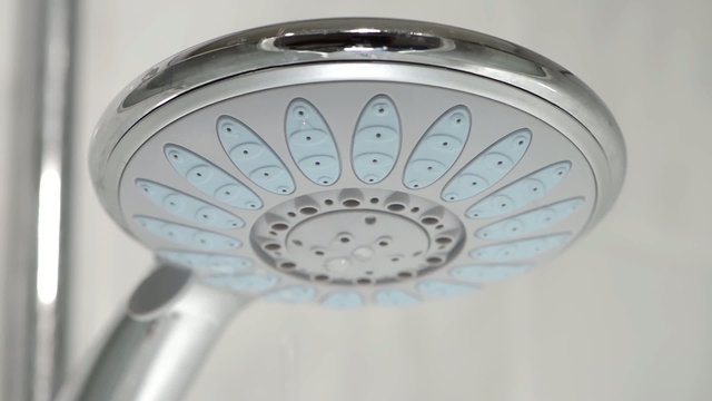 Shower head with running water (macro video)