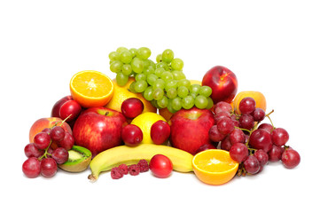 fresh fruits isolated on white background