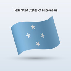 Micronesia flag waving form. Vector illustration.