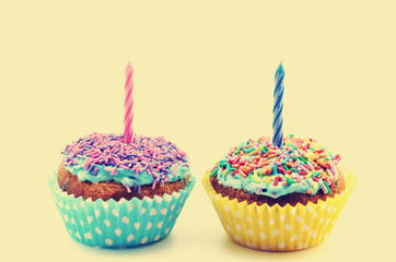 Birthday cupcakes, vintage