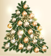 Fototapeta na wymiar Beautiful vector Christmas tree for design