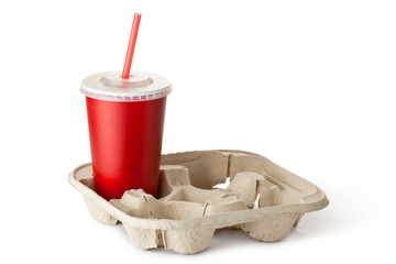 Red cardboard cup in the cup holder - 56172682