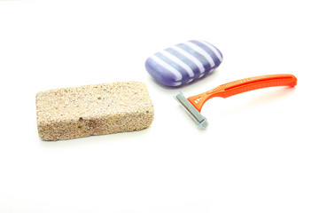 Different means of hygiene - pumice, the machine for shaving and