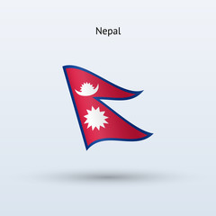 Nepal flag waving form. Vector illustration.