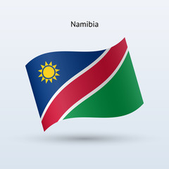 Namibia flag waving form. Vector illustration.