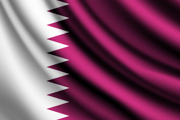 Waving flag of Qatar, vector