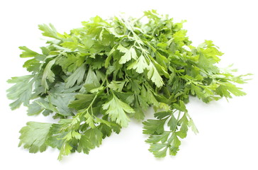 Bunch of fresh and natural parsley isolated on white background