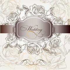 Wedding invitation in elegant style with roses