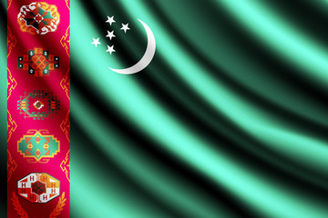 Waving flag of Turkmenistan, vector