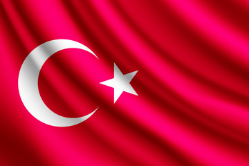 Waving flag of Turkey, vector