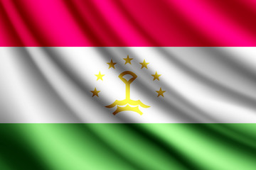 Waving flag of Tajikistan, vector