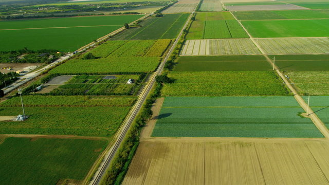 Aerial view agricultural farming land Southern Florida 