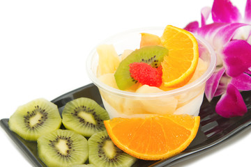 pudding fruit salad , fusion dessert