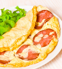 Omelet with salami