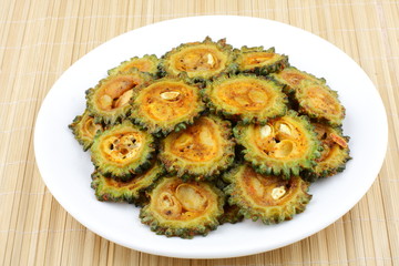 Fried bitter gourd.