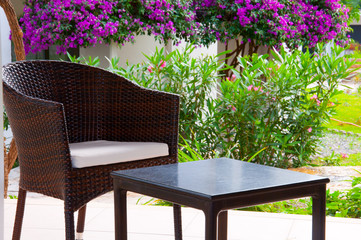 Chair and a table on the terrace