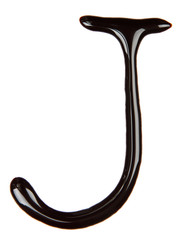 Letter of alphabet made from chocolate syrup, isolated on