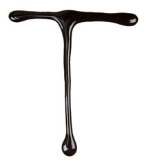 Big letter of alphabet made from chocolate syrup, isolated