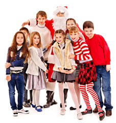 Fototapeta premium Group of children with Santa Claus.