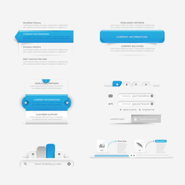 Website template design menu navigation elements with icons