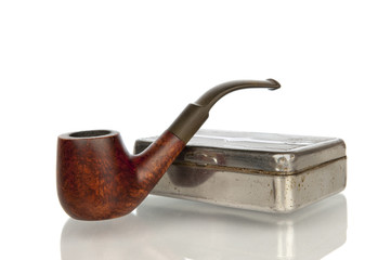 Pipe with shag box isolated in white