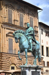 Naklejka premium Pomnik Cosimo I de Medici na placu Signoria w Florencji, Włochy