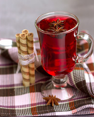 Red Tea and wafer rolls