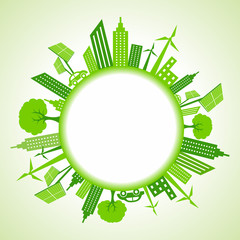 Eco cityscape around circle stock vector