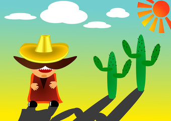 Mexican in sombrero with a big mustache - vector