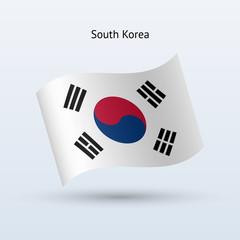 South Korea flag waving form. Vector illustration.