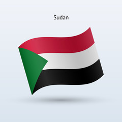 Sudan flag waving form. Vector illustration.