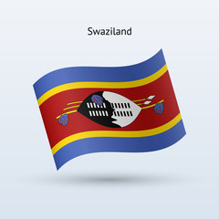 Swaziland flag waving form. Vector illustration.