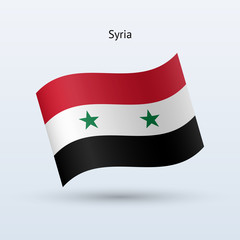 Syria flag waving form. Vector illustration.