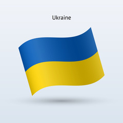 Ukraine flag waving form. Vector illustration.