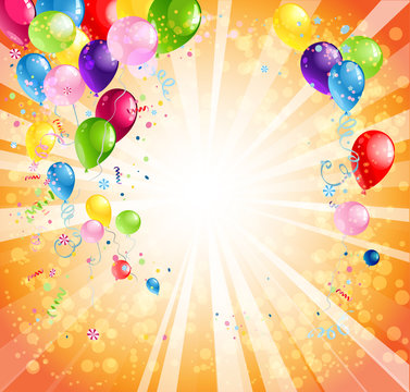 Bright holiday background with balloons
