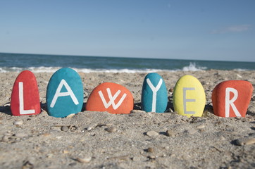 Profession of lawyer concept on colourful stones