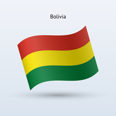 Bolivia flag waving form. Vector illustration.